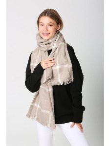 Lucky Bees Szal w kolorze beżowym - 180 x 70 cm rozmiar: onesize. Brązowe szaliki Lucky Bees, bez wzorów, z materiału. Za 95,69 zł.