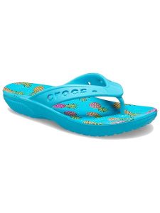 Crocs Japonki "Baya II" w kolorze niebieskim ze wzorem rozmiar: 36/37. Niebieskie klapki Crocs, bez wzorów, z otwartym noskiem, bez obcasa. Za 101,45 zł.