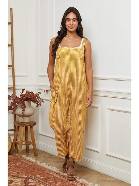 La Compagnie Du Lin Kombinezon w kolorze żółtym rozmiar: XXL. Żółte kombinezony La Compagnie Du Lin, xxl, bez wzorów, z bawełny, bez kołnierzyka, bez ramiączek. Za 136,45 zł.