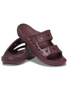 Crocs Klapki "Baya" w kolorze bordowym rozmiar: 36/37. Czerwone klapki Crocs, bez wzorów, z otwartym noskiem, bez obcasa. Za 90,45 zł.