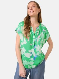 Gerry Weber Bluzka w kolorze zielono-kremowo-jasnoróżowym rozmiar: 38. Brązowe bluzki Gerry Weber, s, bez wzorów, z wiskozy, klasyczne, bez kołnierzyka, bez ramiączek. Za 118,84 zł.