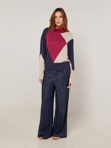 Rodier Golf w kolorze granatowo-beżowo-czerwonym rozmiar: S. Brązowe golfy Rodier, bez wzorów. Za 236,05 zł.