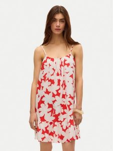 Vero Moda Sukienka letnia Dicthe 10323634 Czerwony Regular Fit. Czerwone kombinezony Vero Moda, na lato, s, bez wzorów, z bawełny, bez kołnierzyka, bez ramiączek. Za 109,99 zł.