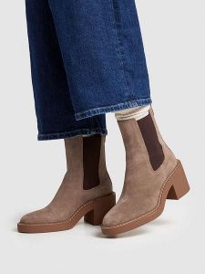 Pepe Jeans FOOTWEAR Skórzane sztyblety w kolorze szarobrązowym rozmiar: 38. Brązowe botki Pepe Jeans FOOTWEAR, bez wzorów, z jeansu, bez zapięcia. Za 333,81 zł.