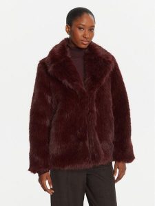 ICONA Futro Cappotti RI5LE012 Bordowy Regular Fit. Czerwone płaszcze ICONA, bez wzorów, z futra, bez kaptura. Za 859,99 zł.
