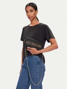 LOVE MOSCHINO Torebka JC4121PP0NKD000A Czarny. Czarne torebki wieczorowe LOVE MOSCHINO, bez wzorów, ze skóry, bez dodatków. Za 409,99 zł.