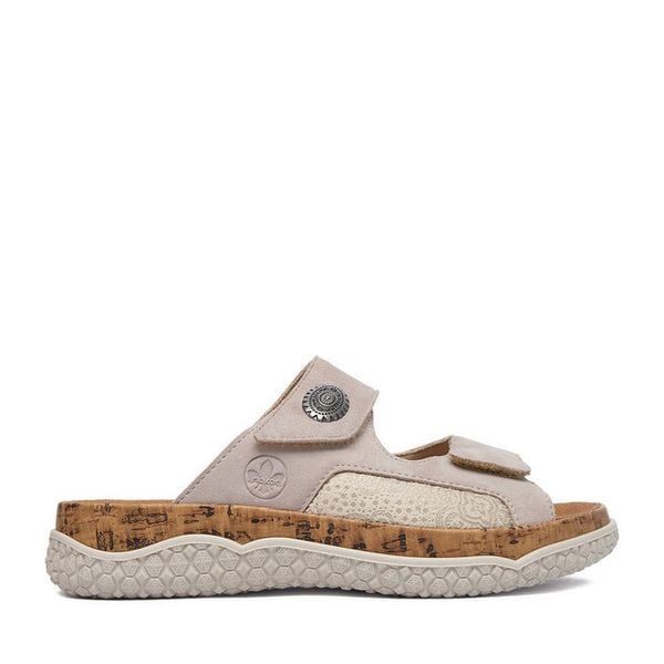 Klapki Rieker. Brązowe klapki Rieker, bez wzorów, bez obcasa. Za 349,99 zł.