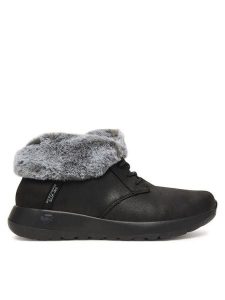 Skechers Botki On-The-Go Joy 144803/BKGY Czarny. Czarne botki Skechers, bez wzorów, z materiału, bez obcasa, na płaskiej podeszwie, bez zapięcia. Za 319,99 zł.