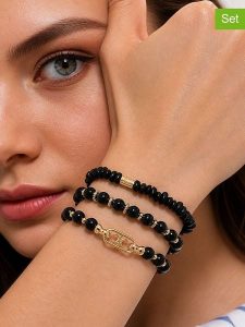 L'Atelier de Gaia Bransoletki (3 szt.) rozmiar: onesize. Czarne bransoletki L'Atelier de Gaia, z onyksem, z mosiądzu. Za 51,95 zł.