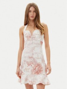 Guess Sukienka letnia W5GK40D5NC1 Biały Slim Fit. Białe kombinezony Guess, na lato, m, z aplikacjami, z bawełny, bez kołnierzyka, bez ramiączek. Za 399,99 zł.