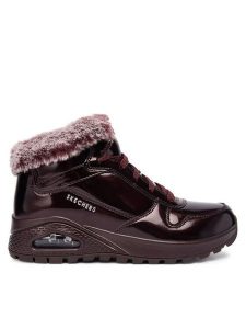 Skechers Botki Uno Rugged 168126/BURG Bordowy. Czerwone botki Skechers, bez wzorów, ze skóry, bez obcasa, na płaskiej podeszwie, bez zapięcia. Za 339,99 zł.