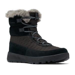 Śniegowce damskie Columbia Slopeside Peak Luxe V2. Czarne buty zimowe Columbia, bez obcasa, bez zapięcia. Za 511,00 zł.