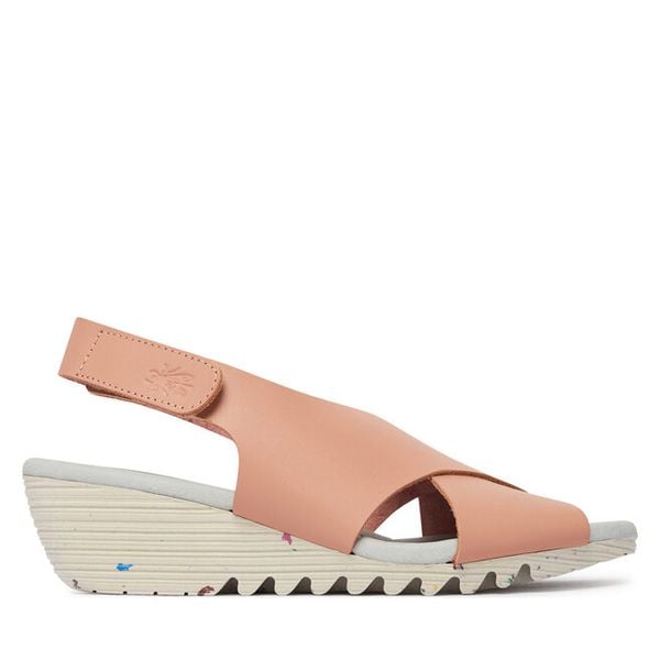 Sandały Fly London. Czerwone sandały Fly London, bez wzorów, bez obcasa, na koturnie, bez zapięcia. Za 420,99 zł.