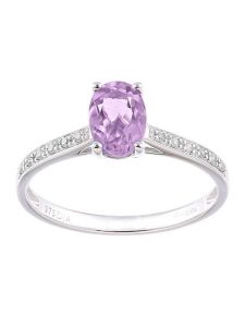 Revoni Złoty pierścionek z diamentami i ametystem rozmiar: 58. Szare pierścionki Revoni, z ametystem, złote. Za 1 522,99 zł.