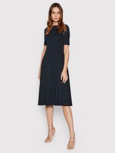 Lauren Ralph Lauren Sukienka codzienna 250863913002 Granatowy Regular Fit. Niebieskie kombinezony Lauren Ralph Lauren, l, bez wzorów, z bawełny, bez kołnierzyka, bez ramiączek. Za 439,99 zł.