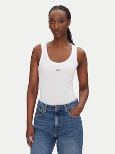 BOSS Top C_Ematite 50547548 Biały Slim Fit. Białe topy Boss, xs, bez wzorów, z bawełny, bez kołnierzyka, bez ramiączek. Za 139,99 zł.