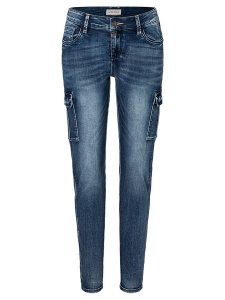 Timezone Dżinsy "Nori" - Slim fit - w kolorze niebieskim rozmiar: W29/L32. Niebieskie jeansy Timezone, z aplikacjami. Za 105,38 zł.