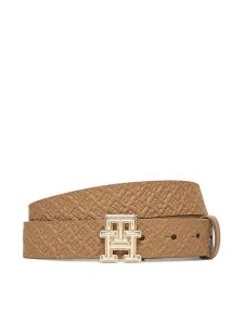 Tommy Hilfiger Pasek Damski Th Monogram 3.0 Mono AW0AW17354 Brązowy. Brązowe paski TOMMY HILFIGER, bez wzorów, ze skóry. Za 139,99 zł.