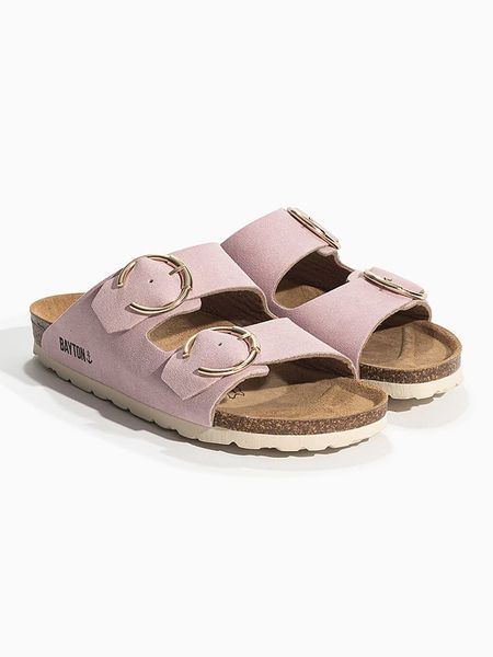 BAYTON Klapki "Atlas" w kolorze jasnoróżowym rozmiar: 37. Różowe klapki Bayton, bez wzorów, z otwartym noskiem, bez obcasa. Za 149,31 zł.