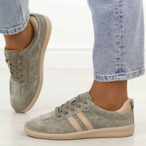 Khaki skórzane półbuty damskie Filippo Dp7508/26. Brązowe półbuty Filippo, na jesień, bez wzorów, z jeansu, bez obcasa, na płaskiej podeszwie, bez zapięcia. Za 219,00 zł.