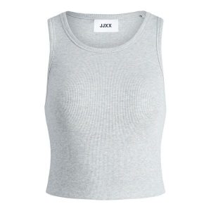 Damski tank top JJXX fallon. Szare topy JJXX, bez wzorów, z dzianiny, bez kołnierzyka, bez ramiączek. Za 111,00 zł.