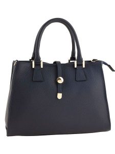 ORE10 Skórzana torebka "Mida" w kolorze granatowym - 35 x 25 x 11 cm rozmiar: onesize. Niebieskie torebki klasyczne ORE10, bez wzorów, z materiału, przez ramię, bez dodatków. Za 295,99 zł.