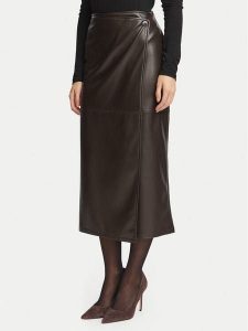 Marella Spódnica z imitacji skóry Utile 2625776012 Brązowy ciemny Regular Fit. Brązowe spódnice Marella, l, bez wzorów, ze skóry. Za 479,99 zł.