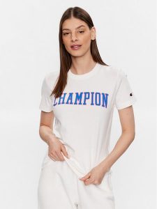 Champion T-Shirt 116084 Biały Regular Fit. Białe t-shirty Champion, m, bez wzorów, z bawełny, bez kołnierzyka, bez ramiączek. Za 179,99 zł.