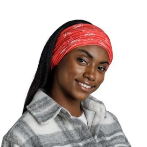 Komin na szyję dla dorosłych Original EcoStretch Holiday Scarf 1347698171000. Czerwone szaliki Buff, bez wzorów, z elastanu. Za 65,00 zł.