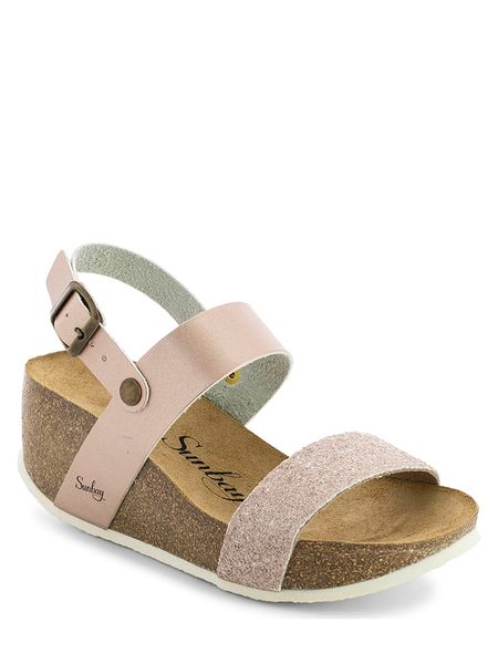 Sunbay Sandały "Hibiscus" w kolorze jasnoróżowym na koturnie rozmiar: 41. Różowe sandały Sunbay, bez wzorów, z otwartym noskiem, bez obcasa, na koturnie, bez zapięcia. Za 156,98 zł.