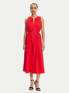 TWINSET Sukienka koktajlowa 251TT2221 Czerwony Regular Fit. Czerwone sukienki Twinset, bez wzorów, z bawełny, wizytowe, bez kołnierzyka, bez ramiączek. Za 599,99 zł.