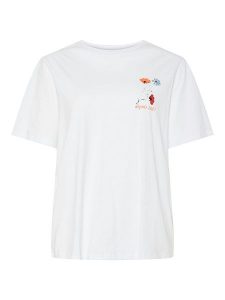 Pieces Koszulka "Flura" w kolorze białym rozmiar: XL. Białe bluzki Pieces, xl, bez wzorów, z bawełny, bez kołnierzyka, bez ramiączek. Za 70,24 zł.
