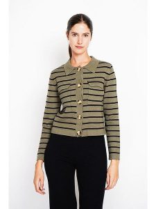 ASSUILI Kardigan w kolorze oliwkowo-czarnym rozmiar: 36. Brązowe kardigany Assuili. Za 117,73 zł.