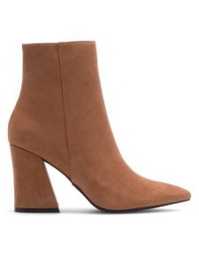 Nine West Botki SATI 13196A Brązowy. Brązowe botki Nine West, bez wzorów, z materiału, bez obcasa, na słupku, bez zapięcia. Za 279,99 zł.