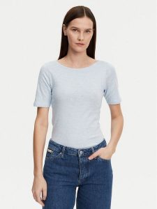 Marc O'Polo Bluzka 502 2261 51399 Błękitny Regular Fit. Niebieskie bluzki Marc O'Polo, m, bez wzorów, z bawełny, bez kołnierzyka, bez ramiączek. Za 99,99 zł.