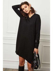 Joséfine Sukienka dzianinowa "Farel" w kolorze czarnym rozmiar: XL. Czarne sukienki Joséfine, xl, bez wzorów, z dzianiny, bez kołnierzyka, bez ramiączek, midi. Za 215,71 zł.