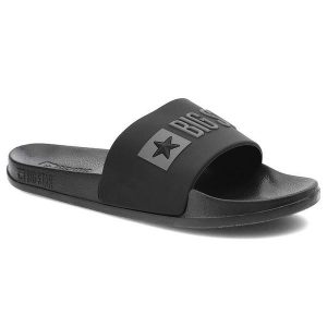 Czarne Klapki Big Star Damskie Buty Profilowane. Czarne klapki Big Star, bez wzorów, bez obcasa. Za 69,99 zł.