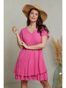 Curvy Lady Sukienka w kolorze różowym rozmiar: 44/46. Różowe sukienki Curvy Lady, na co dzień, bez wzorów, klasyczne, bez kołnierzyka, bez ramiączek, midi, proste. Za 127,35 zł.