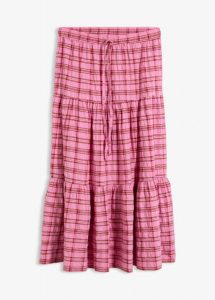 Spódnica midi z czystej bawełny. Białe spódnice bonprix, bez wzorów, z bawełny, midi. Za 37,99 zł.