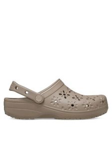 Crocs Klapki Classic Floral Cut Out Clog 210927 Brązowy. Brązowe klapki Crocs, bez wzorów, z tworzywa sztucznego, bez obcasa. Za 169,99 zł.