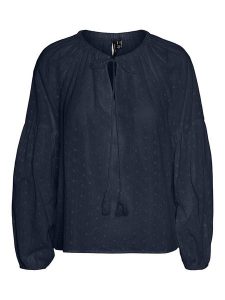 Vero Moda Bluzka "Katty" w kolorze granatowym rozmiar: XS. Niebieskie bluzki Vero Moda, xs, bez wzorów, z bawełny, bez kołnierzyka, bez ramiączek. Za 43,88 zł.