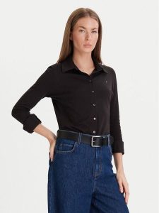 Tommy Hilfiger Koszula 1985 WW0WW43528 Czarny Slim Fit. Czarne koszule TOMMY HILFIGER, xs, bez wzorów, z bawełny, bez kołnierzyka, bez ramiączek. Za 429,99 zł.