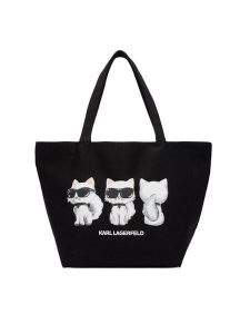 KARL LAGERFELD Torebka B3W50017 Czarny. Czarne shopper bag KARL LAGERFELD, bez wzorów, z materiału, bez dodatków. Za 389,99 zł.
