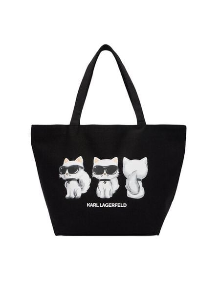 KARL LAGERFELD Torebka B3W50017 Czarny. Czarne shopper bag KARL LAGERFELD, bez wzorów, z materiału, bez dodatków. Za 389,99 zł.