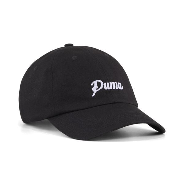 Czapka typu dad Essentials Script PUMA. Czarne czapki Puma, bez wzorów, eleganckie. Za 89,00 zł.