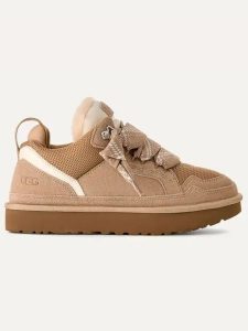 UGG Skórzane sneakersy "Lowmel" w kolorze kremowo-jasnobrązowym rozmiar: 43. Brązowe trampki Ugg, bez wzorów, z materiału, za kostkę, bez zapięcia. Za 438,21 zł.