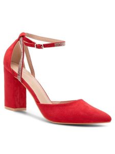DeeZee Czółenka LISA KL-HT4587-21 Czerwony. Czerwone czółenka DeeZee, bez wzorów, z materiału, bez obcasa, bez zapięcia. Za 83,99 zł.