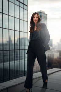 Elegancka marynarka z ozdobnymi klapami czarna. Czarne marynarki i żakiety MOODO, l, bez wzorów, z elastanu, eleganckie. W wyprzedaży za 69,99 zł.