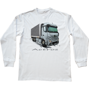 Mercedes-Benz Actros — bluzka z długim rękawem. Białe bluzki nikiniki, s, bez wzorów, z bawełny, bez kołnierzyka, bez ramiączek. W wyprzedaży za 75,65 zł.