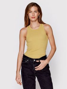 Samsøe Samsøe Top Alexo F00001111 Brązowy Slim Fit. Brązowe topy Samsøe & Samsøe, s, bez wzorów, z bawełny, bez kołnierzyka, bez ramiączek. Za 179,99 zł.
